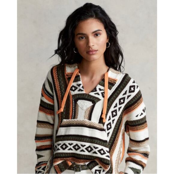 Polo Ralph Lauren Sweater Jumper Hooded Aztec Indian Wool Cashmere Baja M $698 - Picture 1 of 9